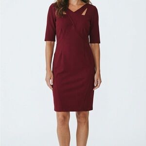 Lane Bryant Wine Midi Sheath Dress with Asymmetric Keyhole